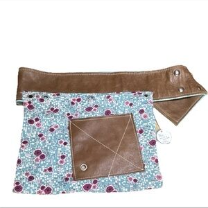 Rebe New One of Kind Handmade Wide Brown Leather Belt With Front Pocket Small